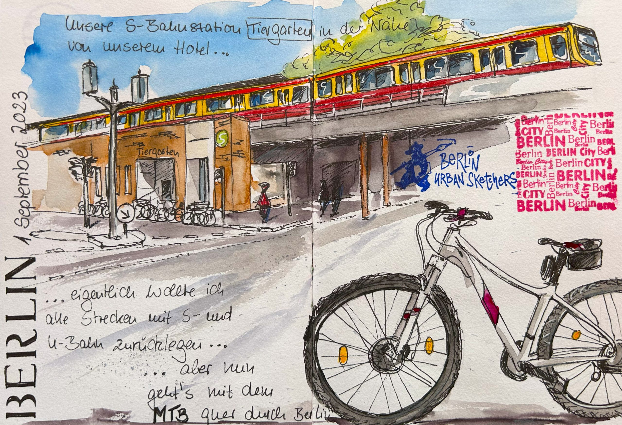 Berlin mit Skizzenbuch und Mountainbike